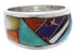 Southwestern Multicolor Inlay Silver Ring Size 6-3/4 EX50964